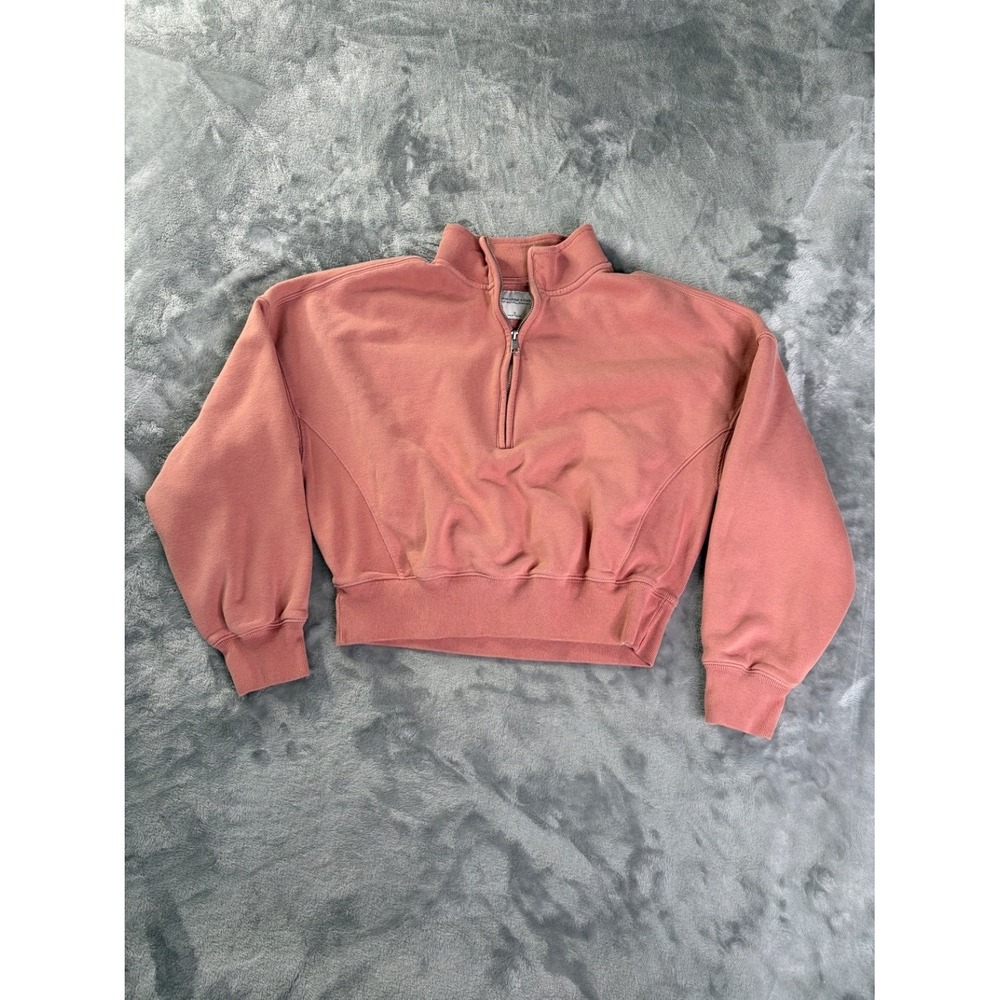 Abercrombie & Fitch Soft A&F Max Essentials Quarter Zip Sweatshirt Womens S Pink
